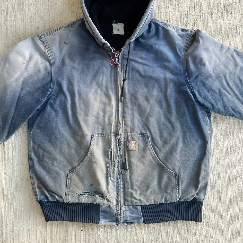 Carhartt J140 NVY faded blue hooded work wear jacket
